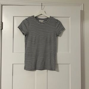 Club Monaco Black & White Striped Short Sleeve Tee
